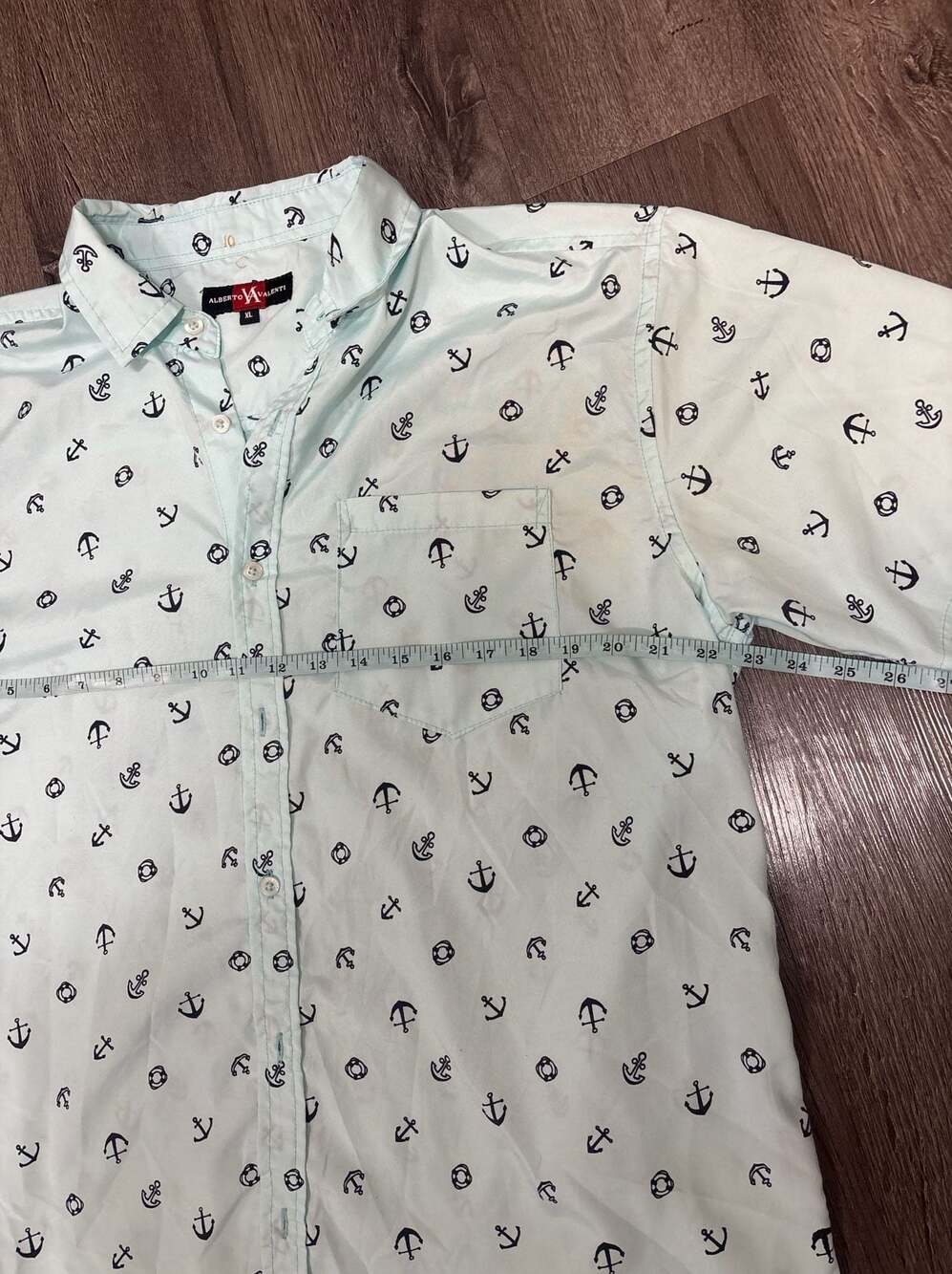 Alberto Valenti Men's XL Short Sleeve Nautical Anchor Print Button Down Shirt - Picture 6 of 10